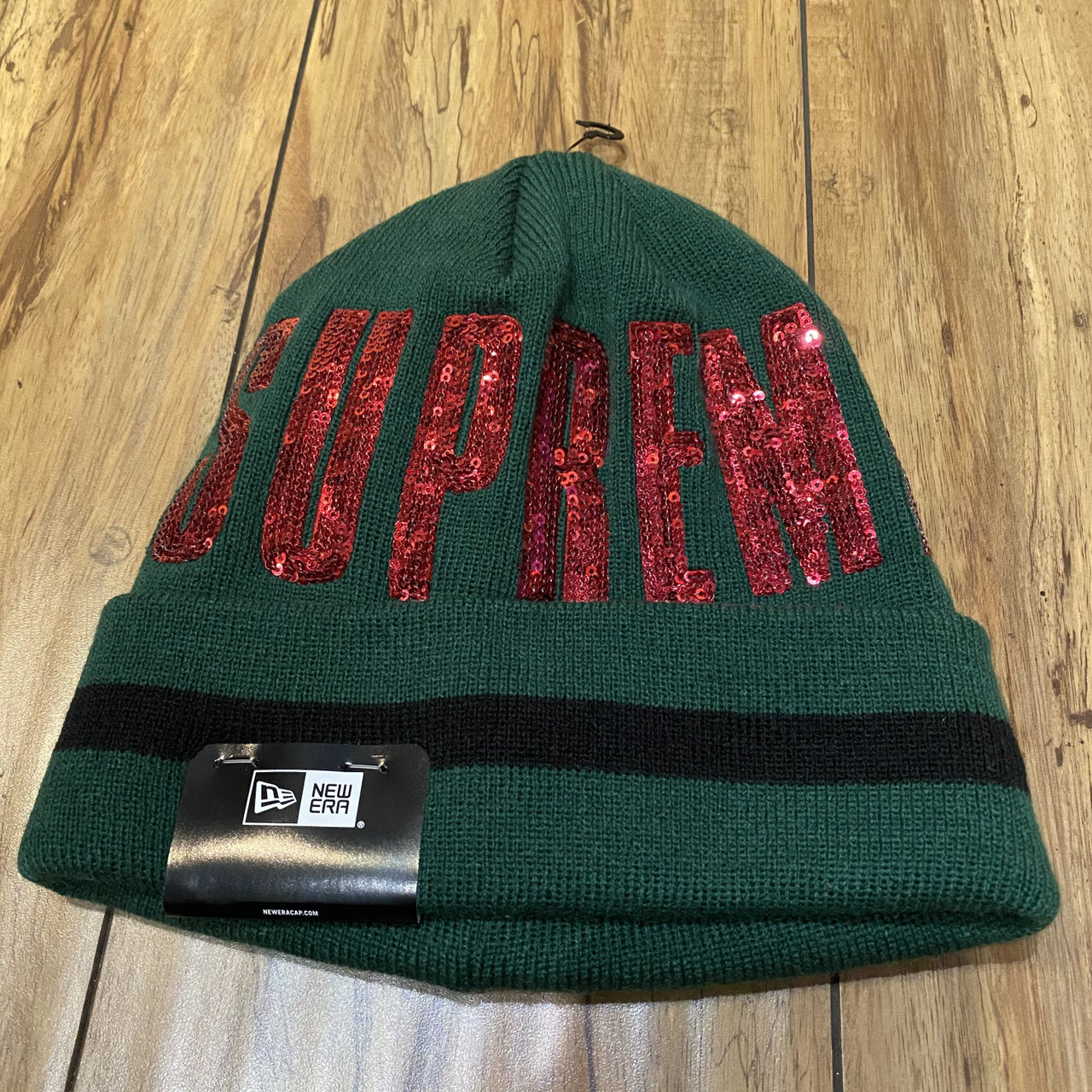 Supreme Beanie New Era Sequin Green F/W 20'