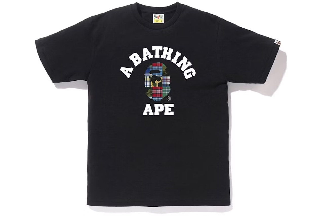 BAPE Patchwork College Patchwork Tee Black - ENDANGERED LA