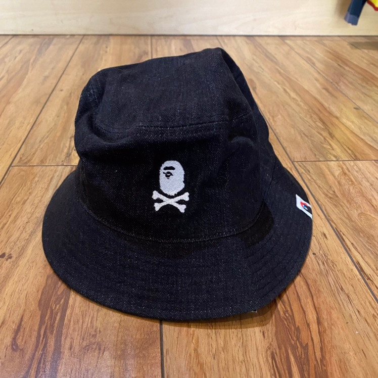 Bape Bucket Hat Denim Crossbone Black 