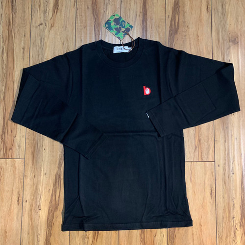 BAPE B Patch Red Long Sleeve Tee Black