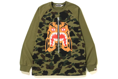 BAPE 1st Camo Tiger L/S Tee Green