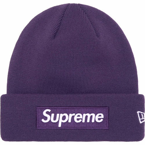 Supreme New Era Box Logo Beanie Dark Purple F/W 23'