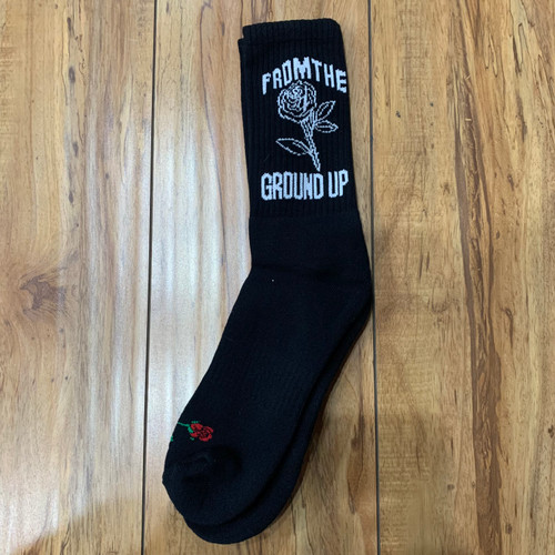From The Ground Up Rose Logo Sock Black