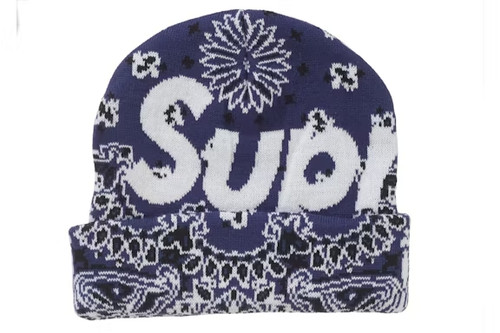 Supreme Bandana Big Logo Beanie F/W 24' Blue