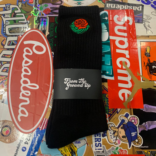 Rose Flower Logo Sock Black