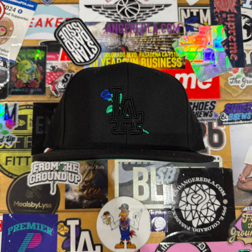 From The Ground Up LA Blue Rose Hat Black