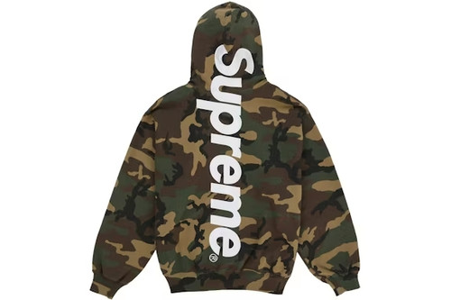Supreme Satin Logo Hoodie Woodland Camo S/S 26'