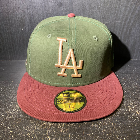 New Era x Hat Club LA Fitted Olive/Maroon Sz 7 1/4 (#9913)