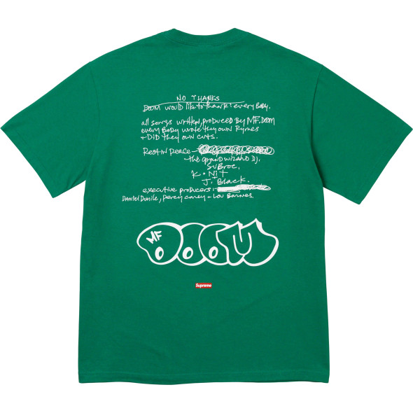 Supreme MF Doom Tee Green F/W 23'