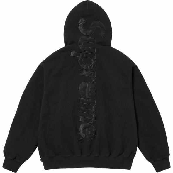 Supreme Satin Applique Hoodie Washed Navy F/W 23'
