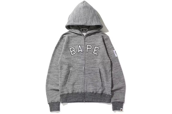 BAPE Melange Full Zip Hoodie Grey