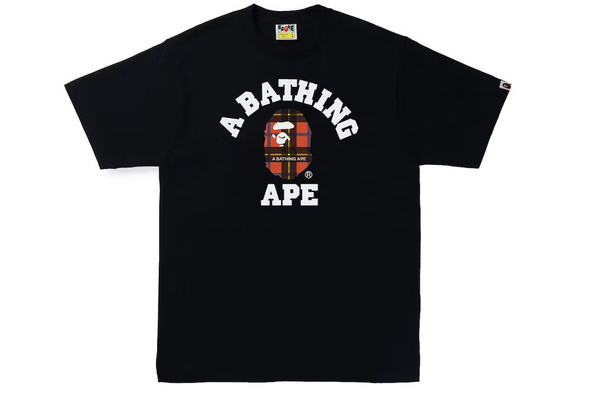 BAPE Logo Check College Tee Black/Red