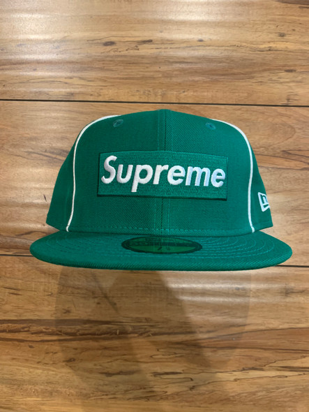Supreme Piping Box Logo New Era Hat Green S/S 17'