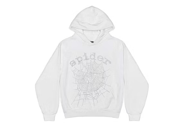 Spider OG Rhinestone Logo Hoodie White S/S 22'