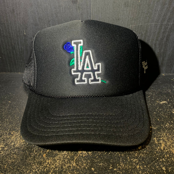 From The Ground Up LA Outline Trucker Padded Hat Black (Blue Rose) From The Ground Up LA Outline Trucker Padded Hat Black (Blue Rose)