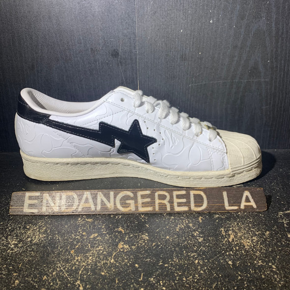 Adidas Superstar Vintage Bape White Black Sz 8.5