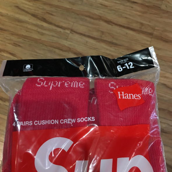 Supreme Hanes Socks Red Sz 6-12 (#9476)