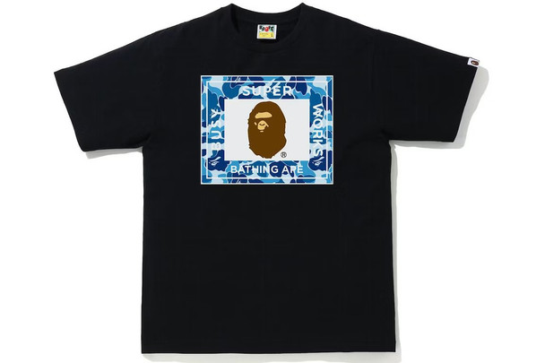 BAPE ABC Blue Camo Super Busy Works Tee Black