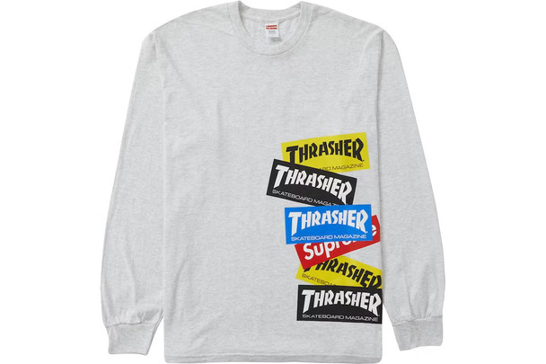 Supreme Thrasher Multi Logo L/S Tee Ash Grey F/W 20'