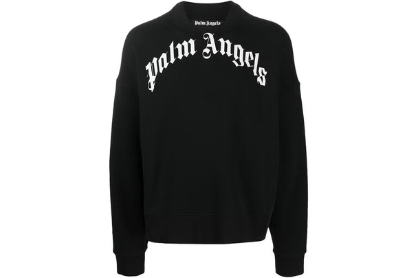 Palm Angels Curved Logo Crewneck Black