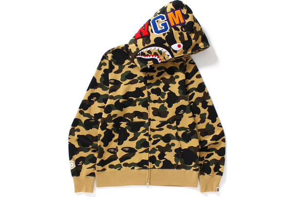 BAPE 1st Camo Shark Full Zip Hoodie Yellow