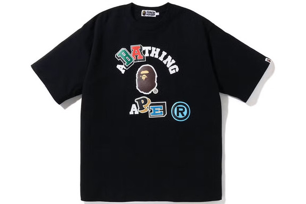 BAPE Multi Fonts Relaxed Fit Collage Heavy Weight Tee Black