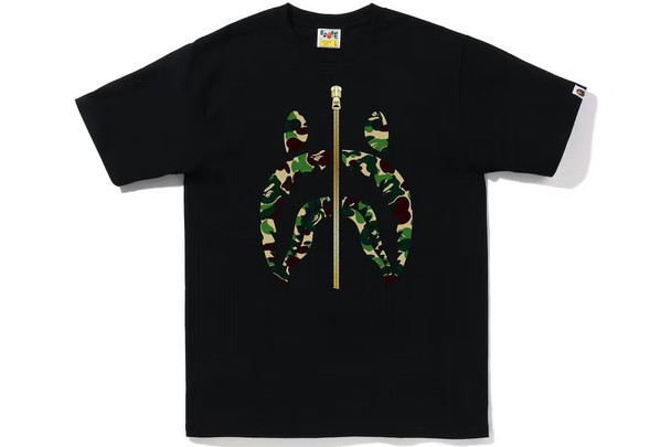 BAPE ABC Camo Gold Zip Shark Tee Black Green S/S 23'