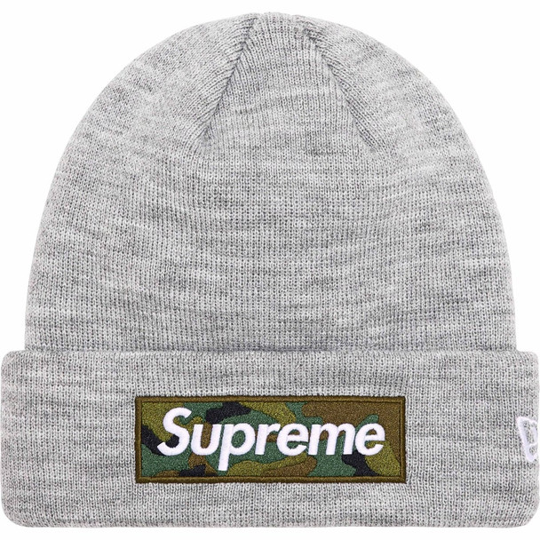 Supreme New Era Box Logo Beanie Heather Grey F/W 23'