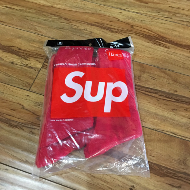 Supreme Hanes Socks Red Sz 6-12 (#9476)