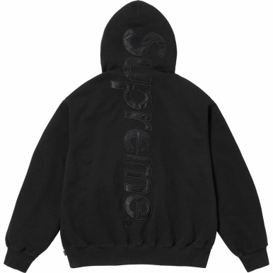 Supreme Satin Applique Hoodie Black F/W 23