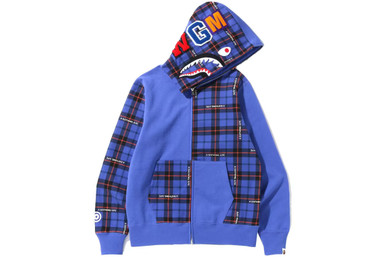 BAPE✨CHECK NILON HOODIE JAKET✨ NFS limited BAPE Check shark full zip hoodie A Bathing Ape Size M