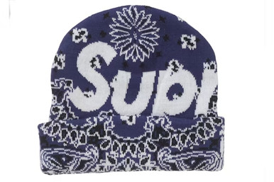 24FW Supreme Big Stripe Beanie Navy 新品 Supreme Big Stripe Beanie (FW24) - $40