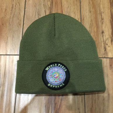 Supreme Beanie World Peace Light Olive F/W 20' 1