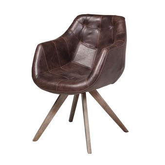 Luke Dining Chair In Brown Leather