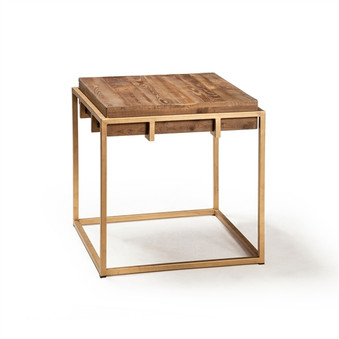 Keira End Table with Reclaimed Oak Block Top