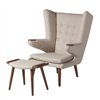 Papa Bear Inspired Chair with Ottoman-Beige