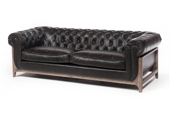 Katrina 3 Seater Black Leather Sofa