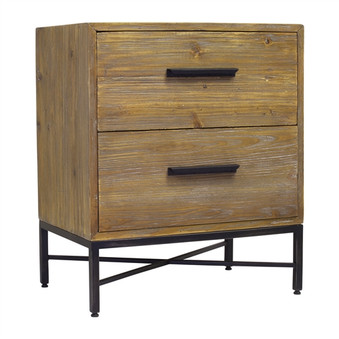 Elegant Reclaimed Wood 2 Drawer Nightstand