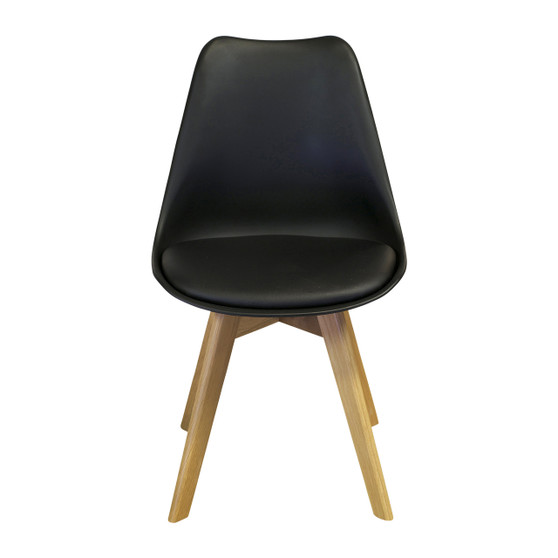 Charles Jacobs Side Chair, Solid Oak Legs, Black