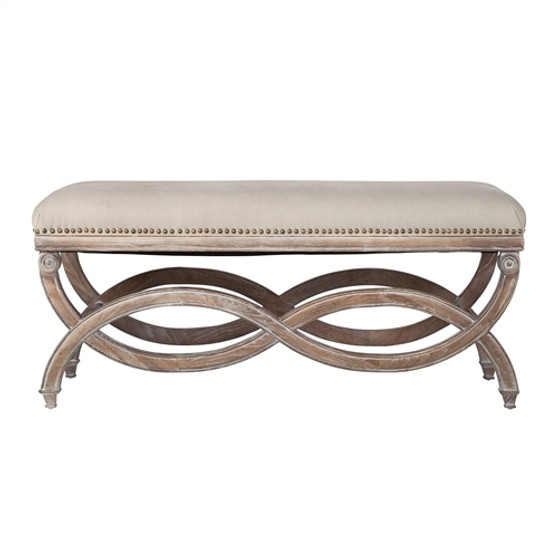 Elyse Dining Bench in Natural Off White