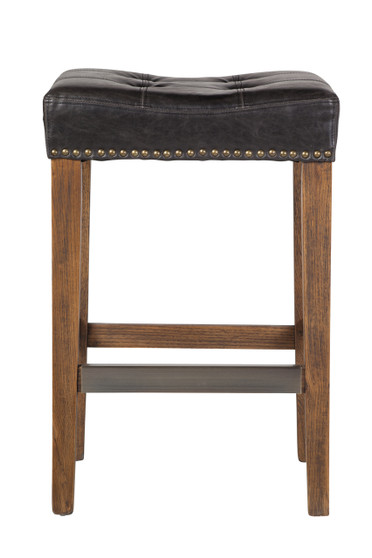 Ash Counter Stool in Biker Black Leather