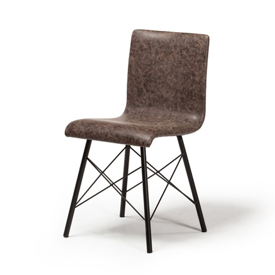 Davis Dining Chair in Distressed Brown Leather