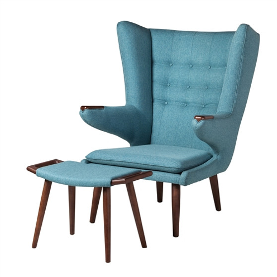 Papa Bear Inspired Chair with Ottoman-Light Blue
