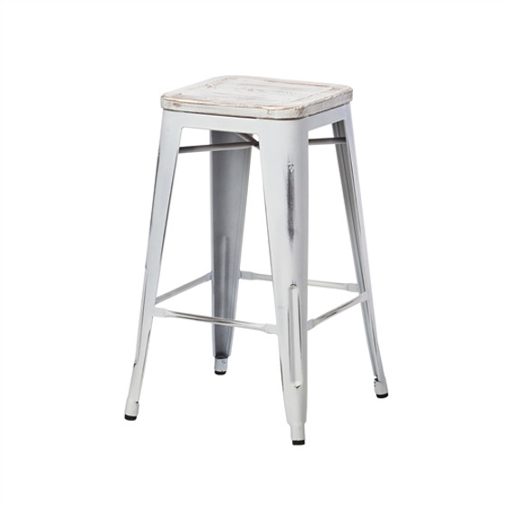 Rustic White Reclaimed Pine Counter Stool