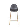 Smart Counter Stool in Distressed Grey Leather - Gold Frame