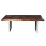 Jacobean Finish Live Edge North American Walnut Coffee Table, 48" Chrome V Legs