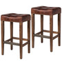 Set of 2 Ash Counter Stool in Vintage Brown Leather
