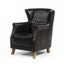 Bugatti Wing Back Lounge Chair in Distressed Black Leather