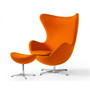 Arne Jacobsen Inspired Egg Swivel Chair In Cashmere Orange With Tilt Function