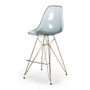 Molded Acrylic Counter Stool in Translucent Smoke and Gold Finish Legs